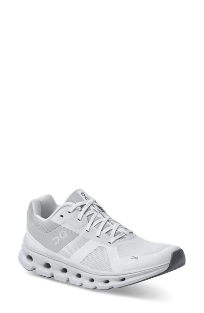 On Women's Cloudrunner Wide Lace Up Running Sneakers In White/ Frost