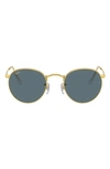 Ray Ban Legend Collection 47mm Round Sunglasses In Legend Gold/ Blue