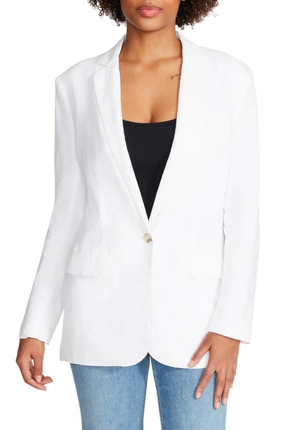 Bb Dakota By Steve Madden Linen On The Edge Boyfriend Blazer In White