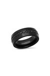 HMY JEWELRY BLACK IP STAINLESS STEEL CZ BAND RING
