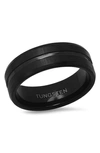 HMY JEWELRY HMY JEWELRY BLACK IP TUNGSTEN ACCENTED RING