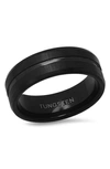 Hmy Jewelry Black Ip Tungsten Accented Ring In Black