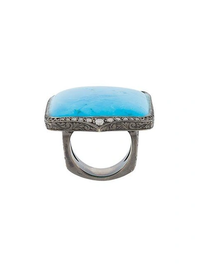 Loree Rodkin Turquoise & Diamond Ring In Metallic