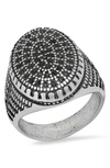 HMY JEWELRY STAINLESS STEEL PAVÉ RING