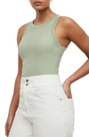 Allsaints Rina Rib Tank In Sage Green