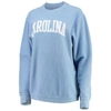 Pressbox Women's Light Blue North Carolina Tar Heels Comfy Cord Vintage-like Wash Basic Arch Pullover Sweatsh In Light Blue