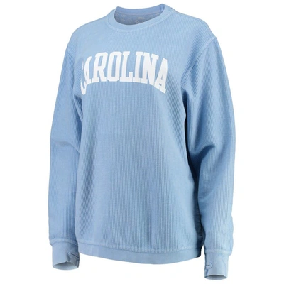 Pressbox Women's Light Blue North Carolina Tar Heels Comfy Cord Vintage-like Wash Basic Arch Pullover Sweatsh