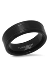 Hmy Jewelry Black Tungsten Brushed Band Ring In Black