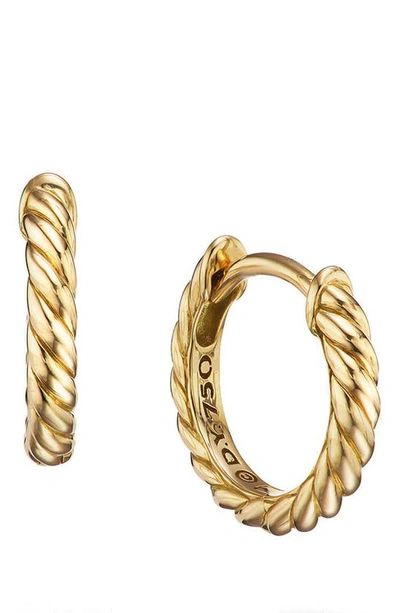 David Yurman Sculpted Cable Huggie Hoop Earrings In 18k Yellow Gold