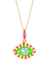 Nevernot Life In Blue Topaz/green/pink