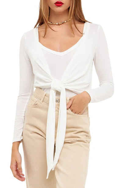 Grey Lab Women's Two Piece Set Cardigan Cami In White