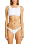 Lisa Marie Fernandez Button Detail Two-piece Bikini In White Pale Blue Perforated