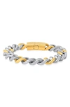 HMY JEWELRY TWO-TONE STAINLESS STEEL CURB CHAIN BRACELET