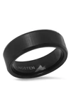 Hmy Jewelry Brushed Black Ip Tungsten Band Ring In Black