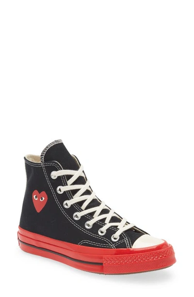 Comme Des Garçons X Converse Gender Inclusive Chuck Taylor® Hidden Heart Red Sole High Top Sneaker In Black