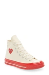 Comme Des Garçons X Converse Gender Inclusive Chuck Taylor® Hidden Heart Red Sole High Top Sneaker In Off White