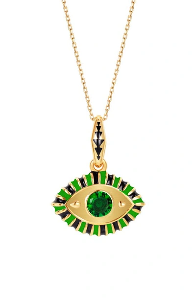 Nevernot Women's Life In Colour 14k Yellow Gold Enameled Topaz Eye Necklace In Green