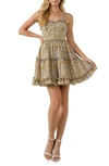 Free The Roses Floral Ruffle Tiered Fit-and-flare Mini Dress In Orange Multi