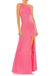 Ieena For Mac Duggal One-shoulder Sequin Gown In Pink