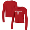 Under Armour Red Wisconsin Badgers Vault Cropped Long Sleeve T-shirt In Red