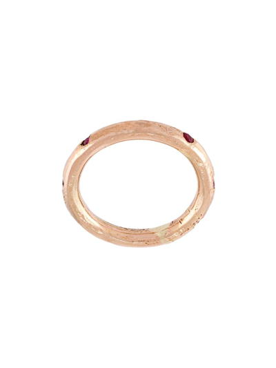 Alice Waese Beaten Ruby Gold Ring In Metallic