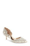 Badgley Mischka 'ginny' Embellished D'orsay Pump In Ivory Satin