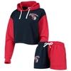 FOCO FOCO NAVY/RED CLEVELAND GUARDIANS COLOR-BLOCK PULLOVER HOODIE & SHORTS LOUNGE SET