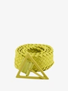 Bottega Veneta Triangle-buckle Intrecciato-rubber Belt In Brown
