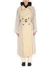 Maison Margiela Doppelreihiger Trenchcoat Aus Baumwoll-gabardine Mit Charmeuse-einsatz In Beige