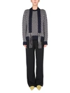 Jil Sander Fringed Tie-neck Intarsia Wool Sweater In Multicolor