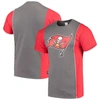 REFRIED APPAREL REFRIED APPAREL PEWTER/RED TAMPA BAY BUCCANEERS SUSTAINABLE UPCYCLED SPLIT T-SHIRT