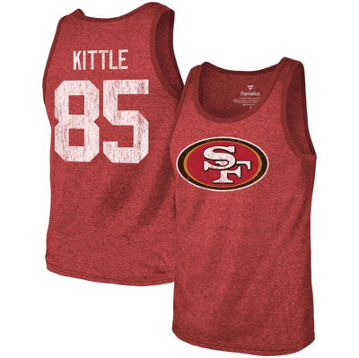 Majestic Men's  Threads George Kittle Scarlet San Francisco 49ers Name & Number Tri-blend Tank Top