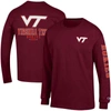 CHAMPION CHAMPION MAROON VIRGINIA TECH HOKIES TEAM STACK LONG SLEEVE T-SHIRT