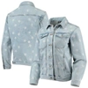 The Wild Collective Chicago Cubs Allover Print Button-up Denim Jacket In Denim