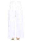 Aspesi Elastic Waist Wide Leg Plain Trousers In White