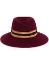 MAISON MICHEL CHERRY RED VIRGINIE CONTRAST BAND FEDORA HAT,100102500111644320