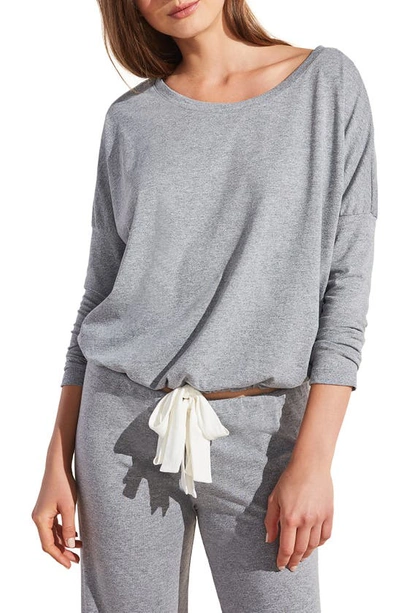 Eberjey Heather Cotton-blend Jersey Pajama Top In Charcoal