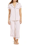 Eberjey Gisele Jersey Knit Crop Pajamas In Sorbet/ Black