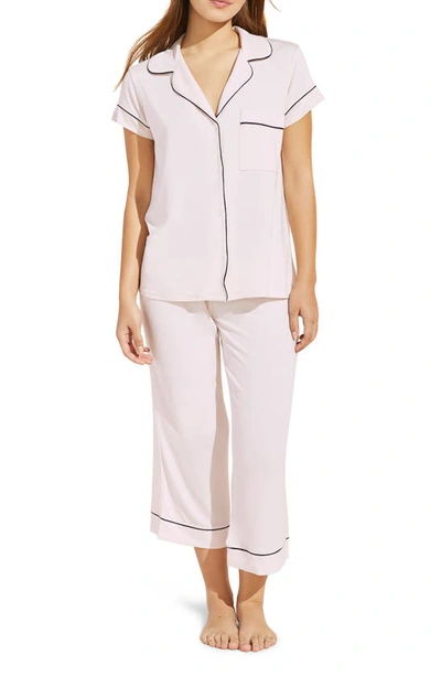 Eberjey Gisele Jersey Knit Crop Pajamas In Sorbet/ Black