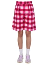 Msgm Gingham-print Tailored Knee-length Shorts In Purple
