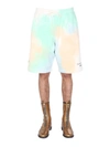 Msgm Tie Dye Pattern Bermuda In Multicolor