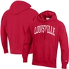 CHAMPION CHAMPION RED LOUISVILLE CARDINALS TEAM ARCH REVERSE WEAVE PULLOVER HOODIE