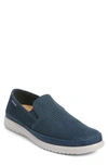 Mephisto Tiago Perforated Leather Loafers In Navy