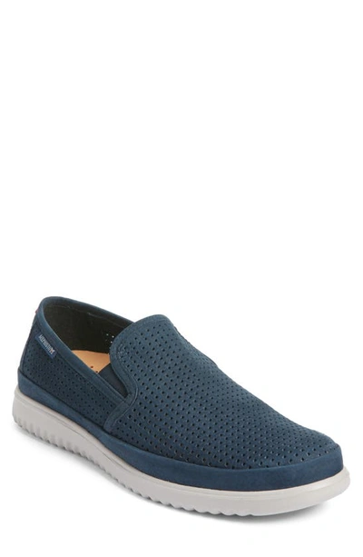 Mephisto Tiago Perforated Leather Loafers In Navy