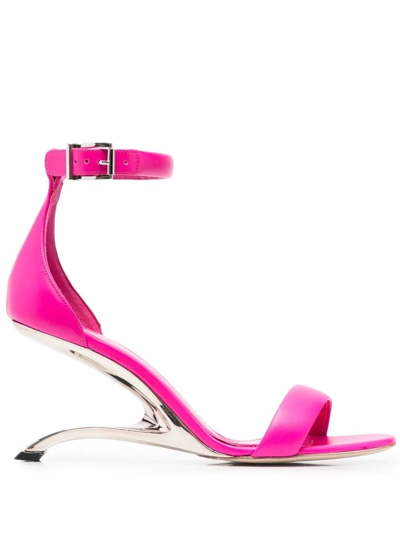 Alexander Mcqueen Sculpted-heel Leather Sandals In Pink