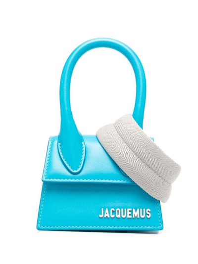 Jacquemus Le Chiquito Logo Plaque Mini Tote Bag In 340 Turquoise