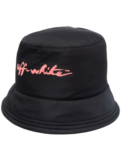 Off-white Pink Logo-print Bucket Hat Black