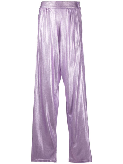 Tom Ford High-waisted Metallic Trousers In Purple