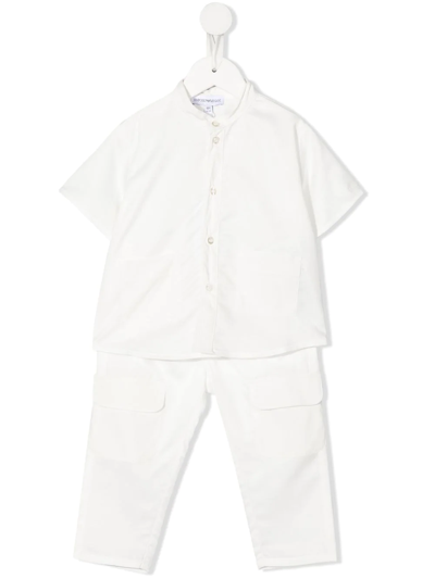Emporio Armani Babies' Short-sleeve Tracksuit Set In White