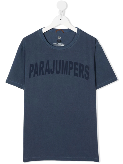 Parajumpers Teen Logo Crew-neck T-shirt In Blue